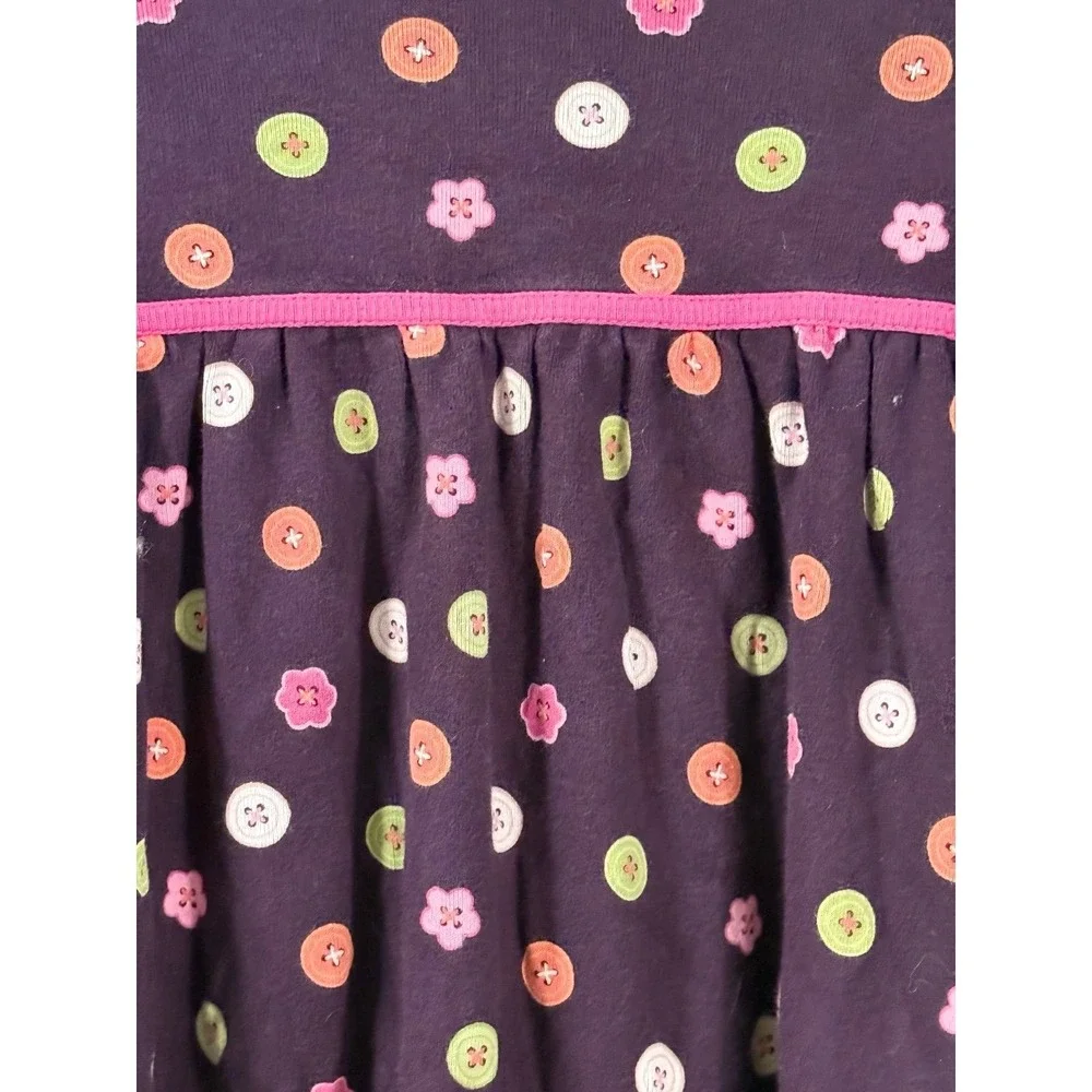 Gymboree Girls All About The Buttons Print Dark Purple Dress SZ‎ 8 100% Cotton